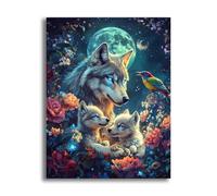VAIIEYO 5D DIY Loup Diamond Painting Adulte, Animal Diamant Painting Canevas Broderie Diamant Kit Complet Point De Croix Broderie Salon Chambre Autocollant Mural Décoration 30x40cm-13