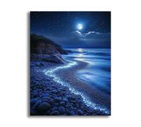 VAIIEYO 5D DIY Plage Diamond Painting Adulte, Flots Diamant Painting Canevas Broderie Diamant Kit Complet Point De Croix Broderie Salon Chambre Autocollant Mural Décoration 30x40cm-7