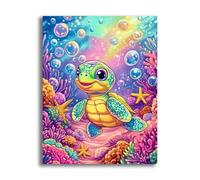 VAIIEYO 5D DIY Tortues De Mer Diamond Painting Adulte, Animal Diamant Painting Canevas Broderie Diamant Kit Complet Point De Croix Broderie Salon Chambre Autocollant Mural Décoration 30x40cm-8
