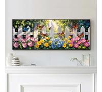 VAIIEYO 5D Papillon Diamond Painting Grande Taille, Fleur Broderie Diamant Grande Taille Canevas Broderie Diamant Kit Complet Point De Croix Broderie Salon Chambre Autocollant Mural Décoration 30x80cm