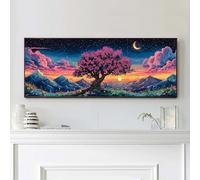 VAIIEYO Arbre Diamond Painting Grande Taille, Lune Broderie Diamant Grande Taille Canevas Broderie Diamant Kit Complet Point De Croix Broderie Salon Chambre Autocollant Mural Décoration 30x80cm-5