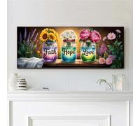VAIIEYO Bouteille à souhaits Diamond Painting, Foi, Espoir, Amour Broderie Diamant Canevas Broderie Diamant Kit Complet Point De Croix Broderie Salon Chambre Autocollant Mural Décoration 30x80cm