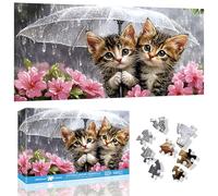 VAIIEYO Chat Puzzle 1000 Pieces, Puzzle Adulte Animaux Parapluie, Adultes et Enfants à Partir de 14 Ans, Activité Familiale Stimulante, écoration Murale de la Maison, Cadeau, 80 x 41 cm
