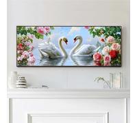 VAIIEYO Cygne Diamond Painting Grande Taille, Animaux Broderie Diamant Grande Taille Canevas Broderie Diamant Kit Complet Point De Croix Broderie Salon Chambre Autocollant Mural Décoration 30x80cm