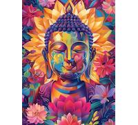 VAIIEYO Diamond Painting Adulte Bouddha, Religion Diamond Painting, Canevas Peinture Diamant Kit Complet Point De Croix Broderie Salon Chambre Autocollant Mural Décoration 40x50cm B1013