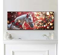 VAIIEYO Noël Diamond Painting Grande Taille, Cheval Broderie Diamant Grande Taille Canevas Broderie Diamant Kit Complet Point De Croix Broderie Salon Chambre Autocollant Mural Décoration 30x80cm-5