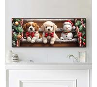 VAIIEYO Noël Diamond Painting Grande Taille, Chien Broderie Diamant Grande Taille Canevas Broderie Diamant Kit Complet Point De Croix Broderie Salon Chambre Autocollant Mural Décoration 30x80cm-5