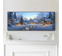 VAIIEYO Noël Diamond Painting Grande Taille, Scène de Neige Broderie Diamant Canevas Broderie Diamant Kit Complet Point De Croix Broderie Salon Chambre Autocollant Mural Décoration 30x80cm-5