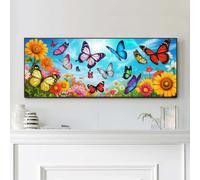 VAIIEYO Papillon Diamond Painting Grande Taille, Tournesol Broderie Diamant Grande Taille Canevas Broderie Diamant Kit Complet Point De Croix Broderie Salon Chambre Autocollant Mural Décoration30x80cm