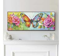 VAIIEYO Papillon Peinture Numero Adulte, Grand XXL Kit Peinture Numero Adulte Rose, Avec Pinceau and Peinture Acrylique, Activité détente et créative, Cadeau Décoration Murale(30 * 80cm Pas de cadre)