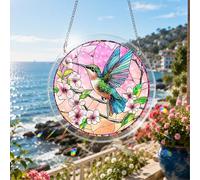 VAIIEYO Puzzle Attrape-Soleil en Acrylique à Suspendre, 18 cm, 83 pièces, décoration de fenêtre Style vitrail, avec chaîne de Suspension en Acier Inoxydable, kit DIY décoratif pour intérieur-140