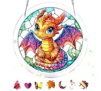 VAIIEYO Puzzle Attrape-Soleil en Acrylique à Suspendre, 18 cm, 83 pièces, décoration de fenêtre Style vitrail, avec chaîne de Suspension en Acier Inoxydable, kit DIY décoratif pour intérieur-149