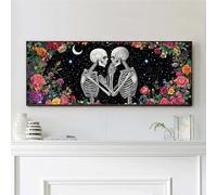 VAIIEYO Squelette Diamond Painting Grande Taille, Couple Broderie Diamant Grande Taille Canevas Broderie Diamant Kit Complet Point De Croix Broderie Salon Chambre Autocollant Mural Décoration 30x80cm