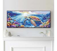 VAIIEYO Tortue Peinture Numero Adulte, Grand XXL Kit Peinture Numero Adulte Animal, Avec Pinceau and Peinture Acrylique, Activité détente et créative, Cadeau Décoration Murale(30 * 80cm Pas de cadre)