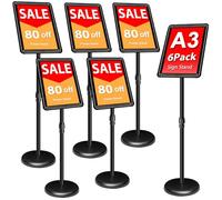 VAIIGO 6 Piece Poster Stand A3 Adjustable Sign Holder Floor Standing SigVAIIGO 6 Piece Door Set - A4 Poster Door - Floor Standing Sign Door - Aluminium Floor Standing Signs with Snap Frame Door,noir