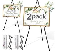 VAIIGO Chevalet Métal 2Pcs, Chevalet de Sol Pliable Réglable 160cm, Support pour Panneau Bienvenue Mariage, Affiche, Peinture sur Toile - Pour Galerie, Exposition, Atelier d'Artiste
