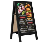 VAIIGO Chevalet Publicitaire Ardoise Magnétique 45x105 cm - Tableau Noir Double Face en Bois Pliable avec Support Central et Anti-Basculement - Pour Restaurant, Café, Bar, Magasins Extérieur - Noir
