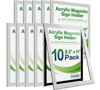 VAIIGO Lot de 10 supports muraux en acrylique transparent avec nano-ruban adhésif - Pour bureau, magasin, école, maison - Argenté - 21,6 x 27,9 cm