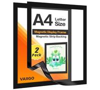 VAIIGO Lot de 2 cadres d'affichage, magnétiques, format A4, auto-adhésifs, pour licences, photos, documents, noirs