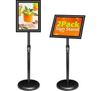 VAIIGO Lot de 2 Présentoir sur pied A4 Réglable Support d'Affiche, Panneau Publicitaire sur Pied en Aluminium Porte Affiche Support d'information pour Restaurant, Vitrine, Affichage, Vente,Avis (Noir)