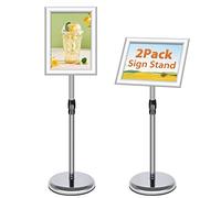 VAIIGO Lot de 2 Présentoir sur pied A4 Réglable Support d'Affiche, Panneau Publicitaire sur Pied en Aluminium Porte Affiche Support d'information pour Mariage, Restaurant, Vitrine, Affichage(Argent)