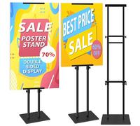 VAIIGO Lot de 2 supports pour affiches, bannière double face, support robuste au sol, hauteur réglable jusqu'à 203 cm, publicité, exposition, menus, présentoir