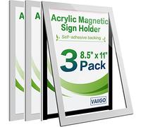 VAIIGO Lot de 3 supports muraux en acrylique transparent avec nano-ruban adhésif - Pour bureau, magasin, école, maison - Argenté - 21,6 x 27,9 cm