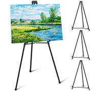 VAIIGO Lot de 4 chevalets pliables en aluminium pour mariage, chevalets noirs réglables, portables et réglables, chevalets pliables au sol ou sur une table, supports en toile pour panneau de bienvenue