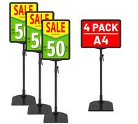 VAIIGO Lot de 4 supports de signalisation réglables A4 pour comptoir de table, menus publicitaires pour entreprises, bureaux, restaurants