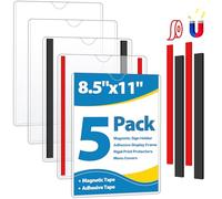 VAIIGO Lot de 5 supports de panneau magnétiques de 21,6 x 27,9 cm - Support mural en plastique rigide avec aimant et ruban adhésif - Cadre photo magnétique autocollant pour couvertures de menus,