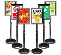 VAIIGO Lot de 6 Porte Affiche A4 sur Pied Extérieur Réglable, Support de Panneau Publicitaire et Présentoir Extérieur pour Support Enseigne, Menu Restaurant, Commerce, Publicité, Vente, Avis (Noir)