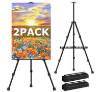VAIIGO Métal Chevalet, Hauteur réglable Entre 37 et 153 cm, Chevalet d'artiste Pliable, Chevalets avec Sac à Main - Convient pour Affiches, Panneaux, Peinture (2 pièces, Noir)