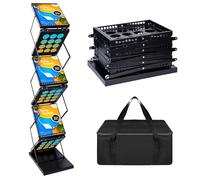 VAIIGO Présentoir de brochures A4 portable et pliable pour magazines, livres d'exposition, littérature, salon, salon, bureau, événements (6Poches,Noir)