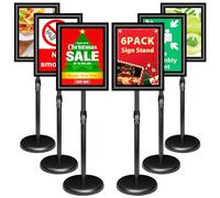 VAIIGO Set de 6 pièces porte - logo réglable A3 aluminium poster menu stand porte - logo au sol pour poster, menu, publicité, vente, support de notification, présentoir de logo, noir