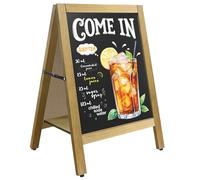 VAIIGO Stop Trottoir 43x65 cm Chevalet Tableau Magnétique Bois - Panneau Publicitaire Extérieur Double Face avec Étagère, Présentoir Ardoise Extérieur pour Restaurant, Brasserie, Café, Menu