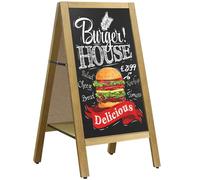 VAIIGO Stop Trottoir 45x105 cm Tableau Ardoise Magnétique Double Face - Panneau Publicitaire Ardoise Extérieur avec Étagère Centrale, Tableau de trottoir pour Menu, Restaurant, Café, Publicité