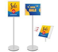 VAIIGO Support d'affiche A4, réglable en hauteur, pour charges lourdes, support de présentation pour horizontal et vertical, présentoir publicitaire pour bureau et magasin-Argenté