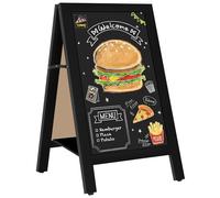 VAIIGO Tableau à craie - Cadre A - 45 x 85 cm - Tableau à craie magnétique avec bois et disque central et butoir - Tableau publicitaire pour l'extérieur : restaurant, café et marchés - Noir