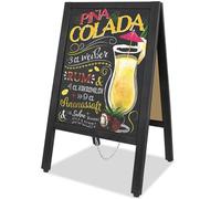 VAIIGO Chevalet Ardoise en Forme de A avec Tableau Noir à Craie 43x85 cm - Tableau Magnétique Double Face Autonome, Stop Trottoir Extérieur Menu Sandwich pour Restaurant,Fête - Noir
