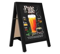 VAIIGO Tableau Ardoise Magnétique Double Face 43x65 cm - Chevalet Stop Trottoir Anti-Basculement en Bois avec Support Central Pliable - Tableau Noir et Panneau de Trottoir pour Restaurant, Café, Bar