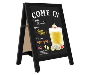 VAIIGO Tableau Ardoise Magnétique Double Face 43x65 cm - Chevalet Stop Trottoir Anti-Basculement en Bois avec Support Central Pliable - Tableau Noir et Panneau de Trottoir pour Restaurant, Café, Bar