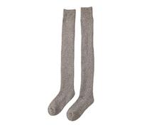 VaiKanhai Chaussettes épaisses et chaudes en laine pour femmes - Cercle - Couleur unie - Automne - Hiver - Chaussettes hautes en laine - Avec chaussettes en polaire - Pour homme, gris, taille unique