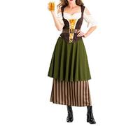 VaiKanhai Costume de fête médiévale de la bière Dirndl pour femme, costume de performance pour fille de la bière, costume d'Halloween, costume de restaurant, costume de travail, robe de fête pour