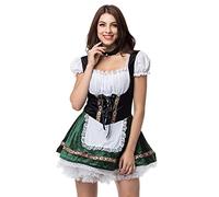 VaiKanhai Dirndl - Body d'Halloween pour femme - Épaules dénudées - Costume de fille à la bière - Robe de cosplay - Robe médiévale - Costume de vache noire, vert, XXXXL