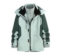 VaiKanhai Homme Printemps et Automne Hiver Couleur Assortie Sports de plein air Coupe-vent Combinaison de montagne Veste trois en un deux pièces Veste Homme, Vert menthe., S