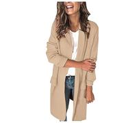 VaiKanhai Manteau d'été pour femmes en laine longue fausse couleur unie robe loisirs manches femmes veste manteau noir laine dames, Beige., XL