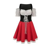 VaiKanhai Robe Dirndl pour femme - Pour fête de la bière allemande - Carnaval - Bar - Robe décontractée - Robe rétro - Robe noire, rouge, L