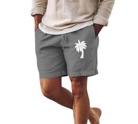 VaiKanhai Short court en coton et lin pour homme, short de sport pour homme, short de loisirs tendance, short de vacances à la plage, short de sport, gris, XXL