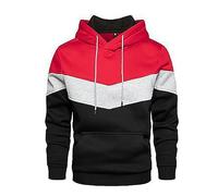 VaiKanhai Sweat à capuche pour hommes 2023 et hiver rue décontracté sport pull ample côté couture couleur assortie jeune avec capuche pull pour hommes affaires, rouge, 5XL