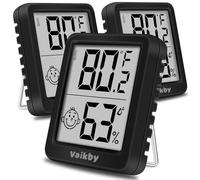Vaikby Lot de 3 thermomètres hygromètres numériques d'intérieur - Hygromètre et thermomètre d'ambiance - Haute précision - Facile à lire - Économie d'énergie - Pour l'intérieur comme le salon, la